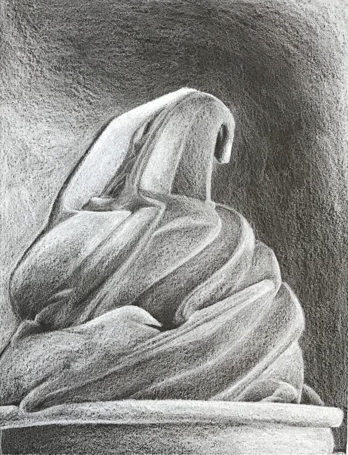 White colored pencil drawing on black paper of soft serve ice cream from a lesson by Mrs. T. Fox Resources where kids draw ice cream this is from MrsTFox Resources Drawing curriculum on TpT