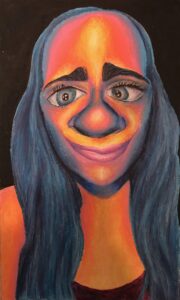 An oil pastel portrait selfie at MrsTFox Resources